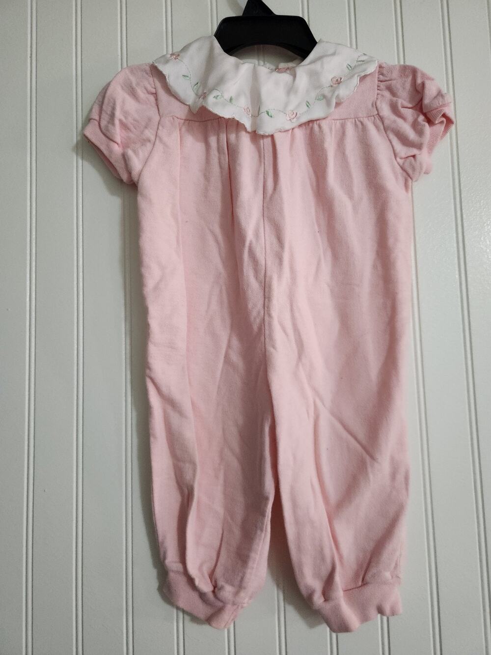 Baby Girl Clothes Little Me 12 Month Ruffle Pink Peter Pan Outfit Embroidered